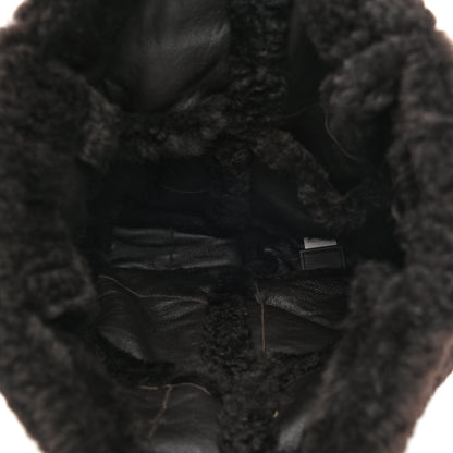 Bottega Veneta Shearling Intrecciato The Chain Tote Black 5 of 10