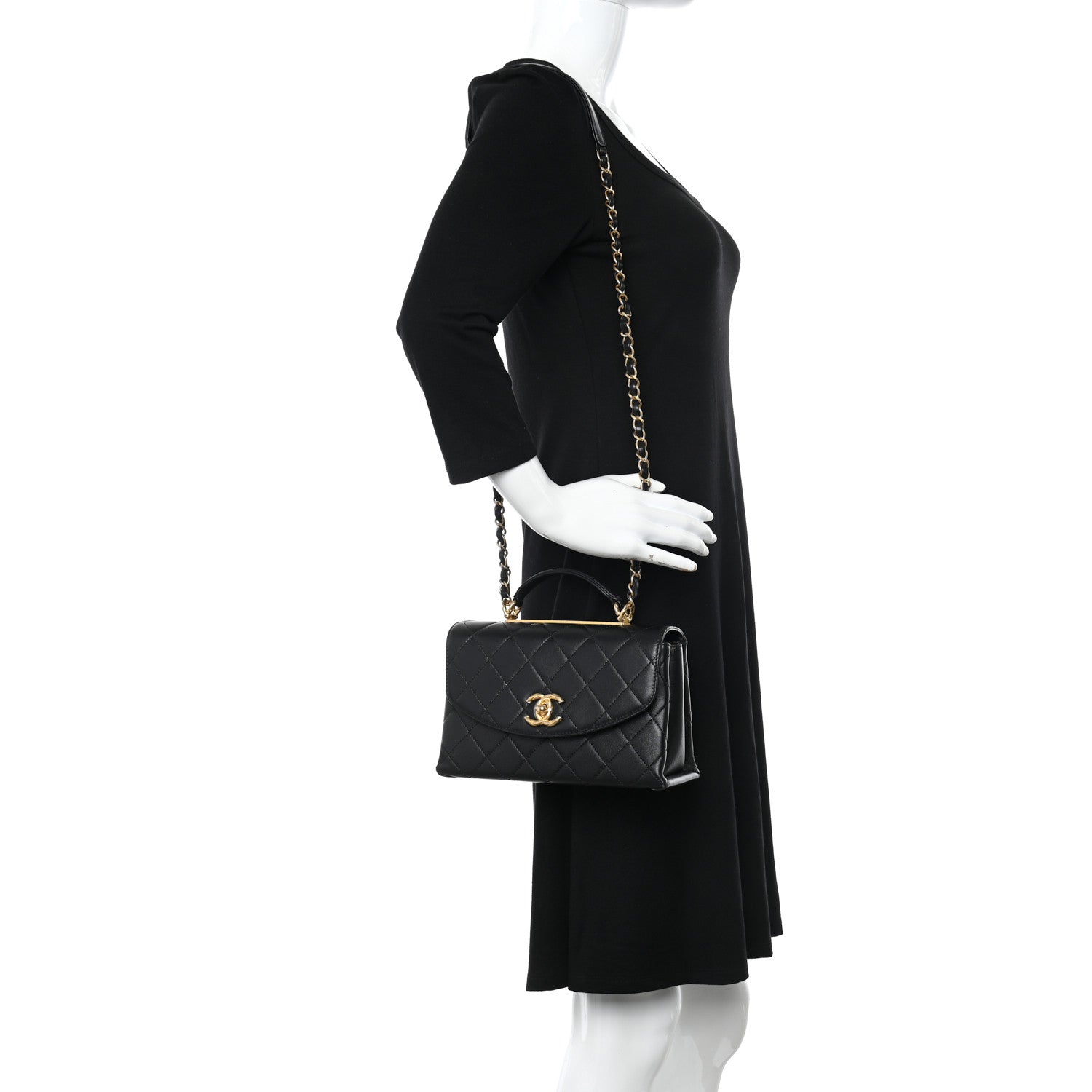 Chanel Lambskin Quilted Trendy Spirit Top Handle Flap Black 2 of 11