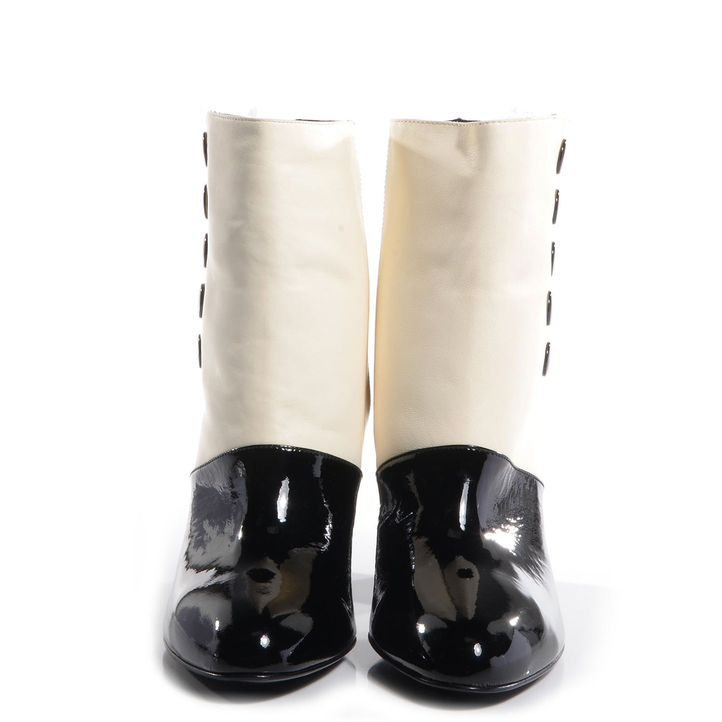 Patent Leather Short Boots 39 Black White