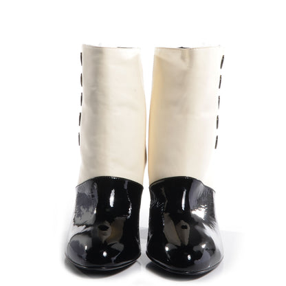 Chanel Patent Leather Short Boots 39 Black White 2 of 8