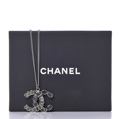 Chanel Baguette Crystal CC Pendant Necklace Silver 6 of 6