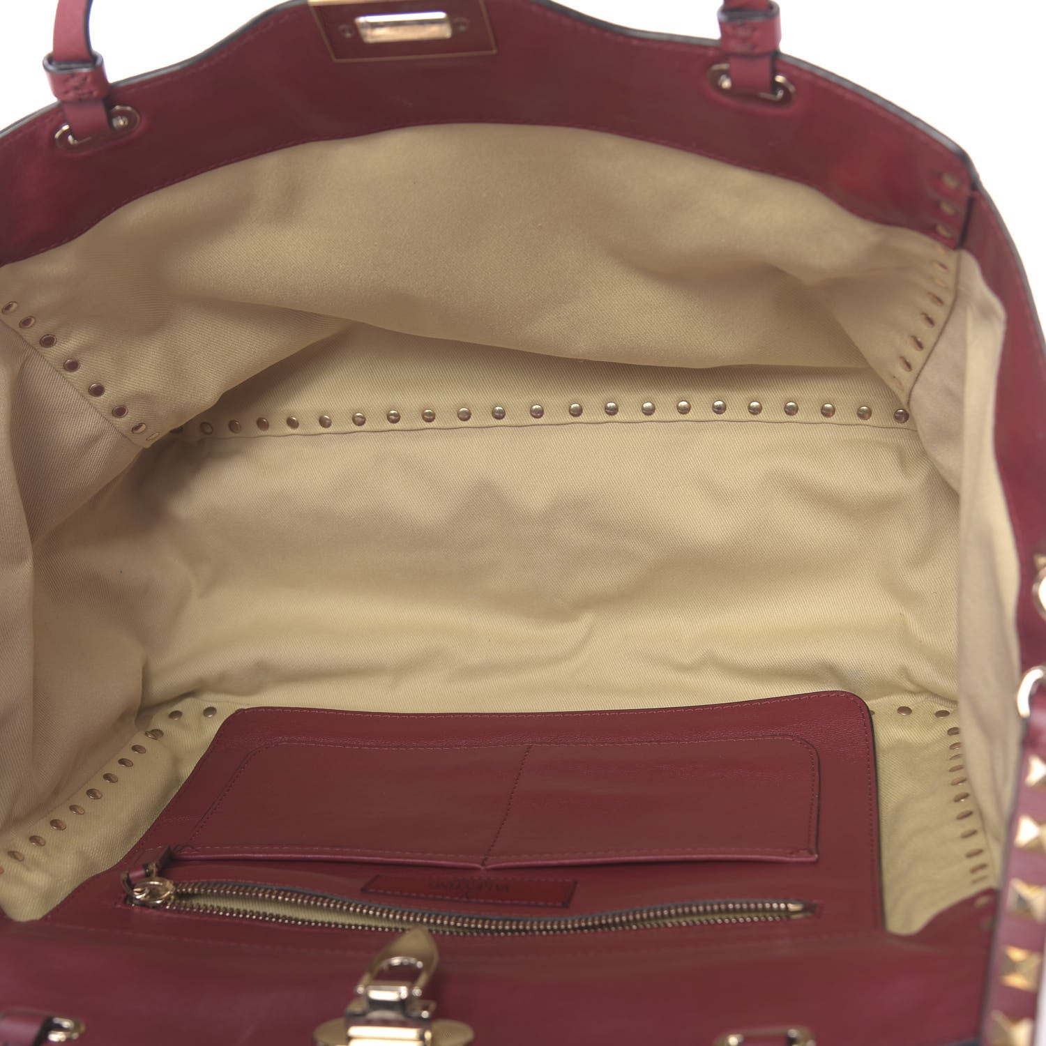 Valentino Garavani Vitello Medium Rockstud Tote Scarlet 5 of 10