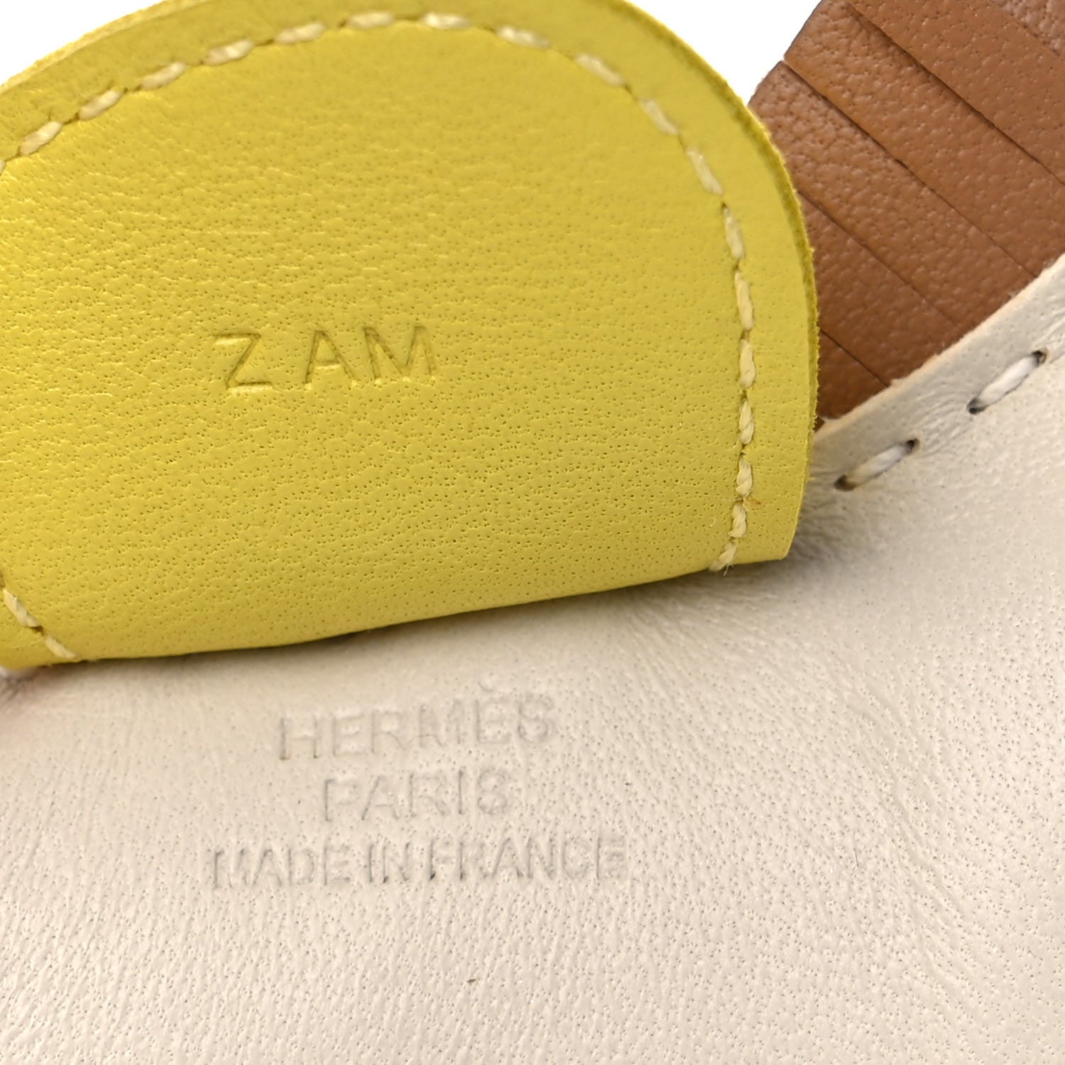 Hermes Milo Lambskin Grigri Rodeo Horse Bag Charm MM Craie Chai Lime 3 of 4
