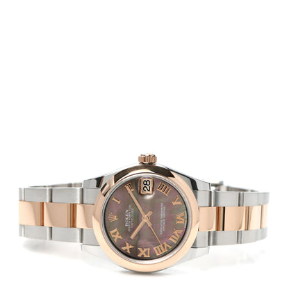 Rolex Stainless Steel 18K Everose Gold Black Mother of Pearl 31mm Oyster Perpetual Datejust Watch 178241 2 of 6