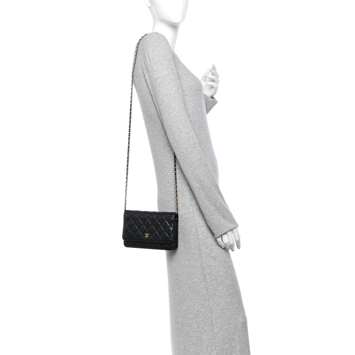 Caviar Quilted Wallet On Chain WOC Black