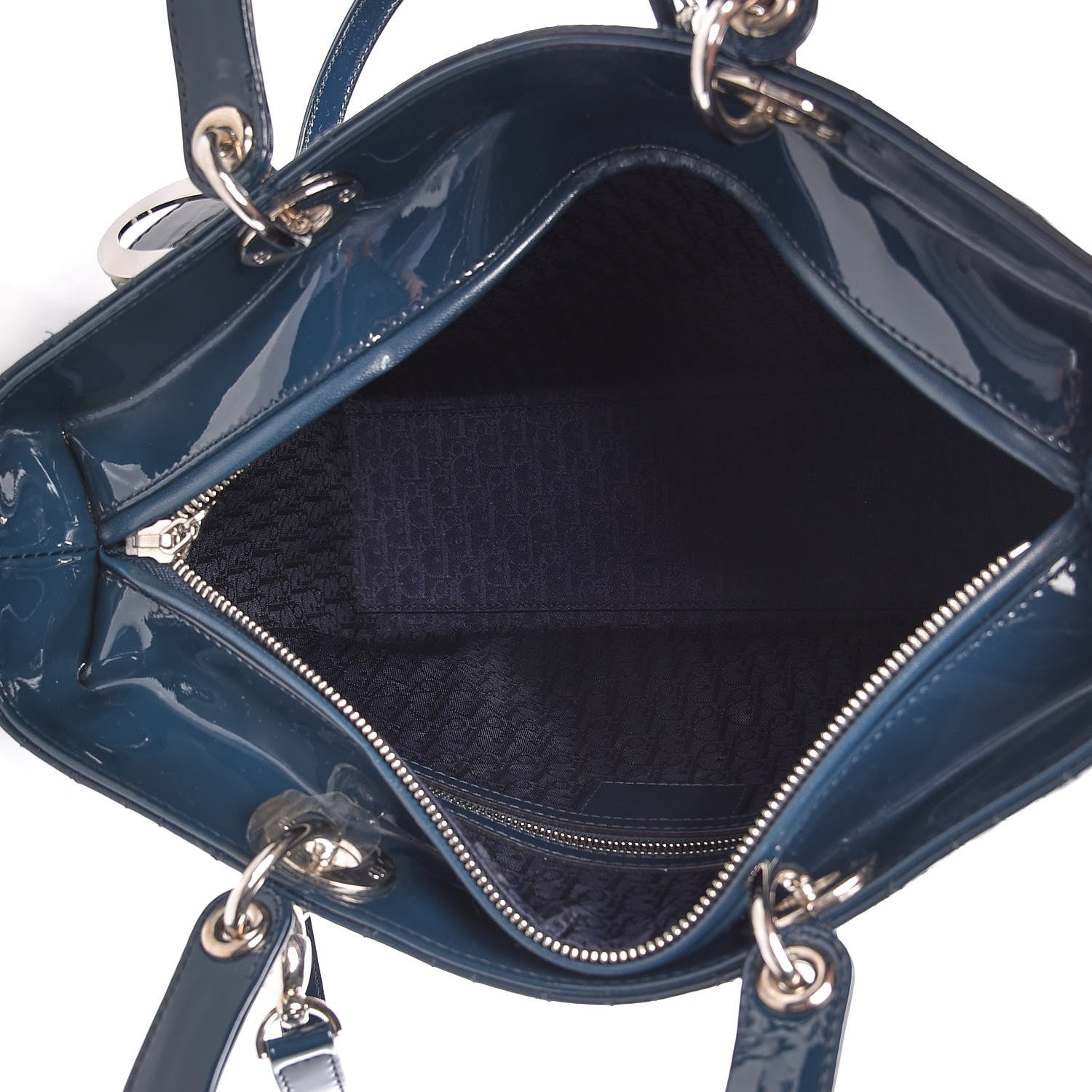 Christian Dior Patent Cannage Large Lady Dior Blue 5 of 9