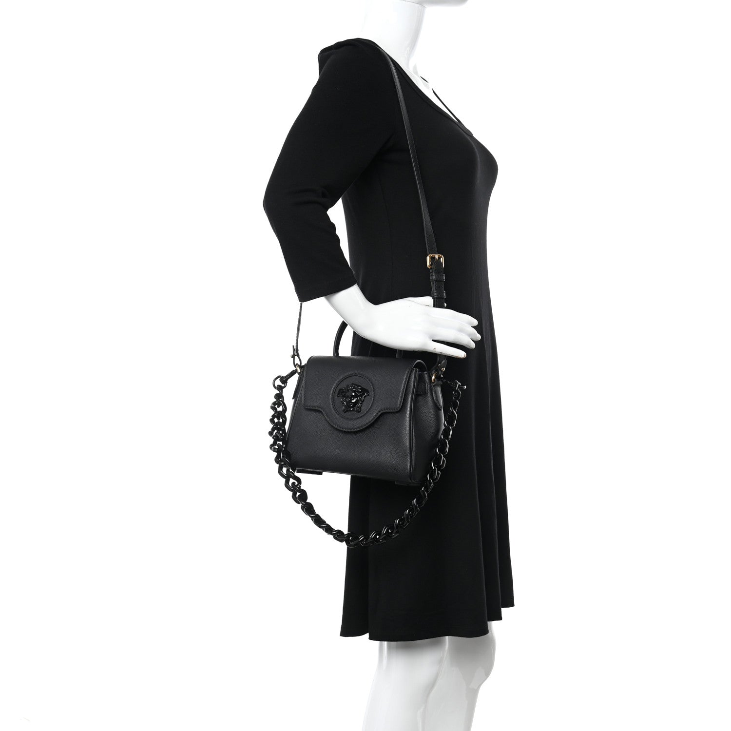 Versace Grained Calfskin Small La Medusa Top Handle Bag Black Lilac 2 of 10