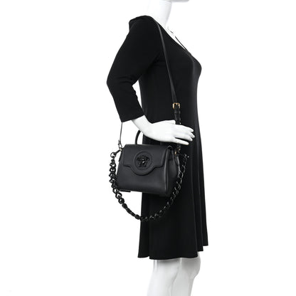 Versace Grained Calfskin Small La Medusa Top Handle Bag Black Lilac 2 of 10