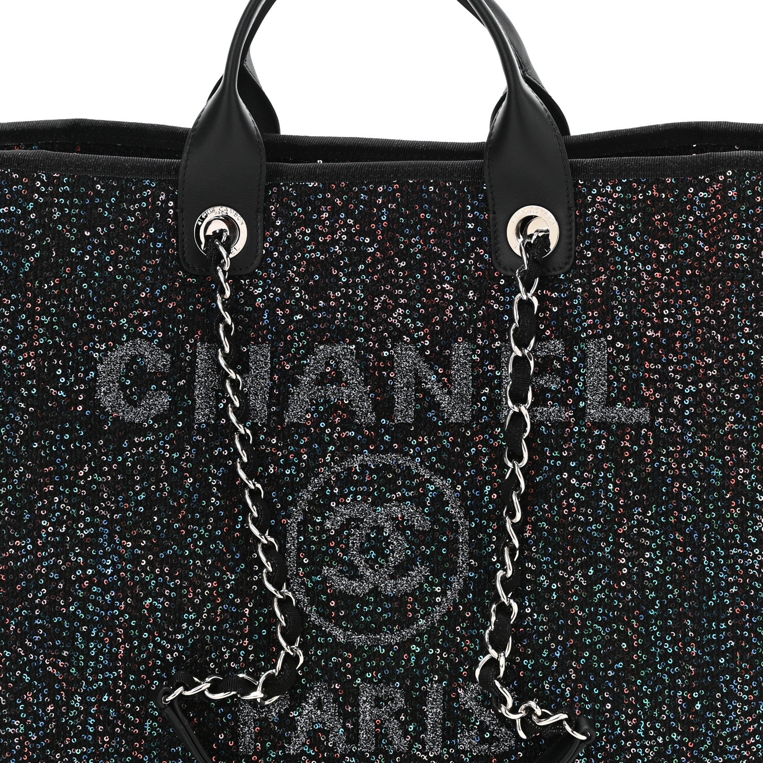 Chanel Viscose Sequins Medium Deauville Tote Black 8 of 10