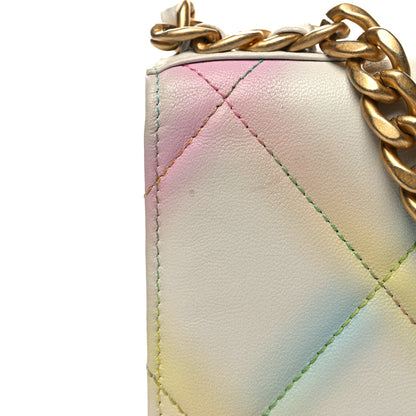 Chanel Printed Goatskin Quilted Chanel 19 Wallet On Chain WOC White Multicolor 14 of 14