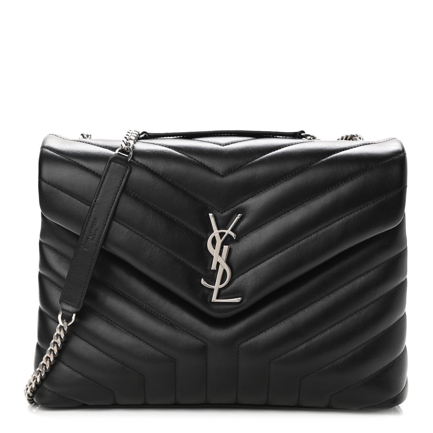 Saint Laurent Calfskin Y Quilted Monogram Medium Loulou Chain Satchel Black 1 of 9