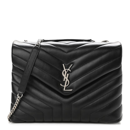 Saint Laurent Calfskin Y Quilted Monogram Medium Loulou Chain Satchel Black 1 of 9