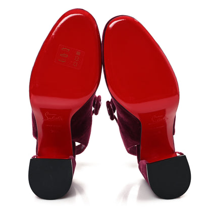 Christian Louboutin Velvet Miss Sab Sling 85 Pumps 35.5 Burgundy 6 of 8