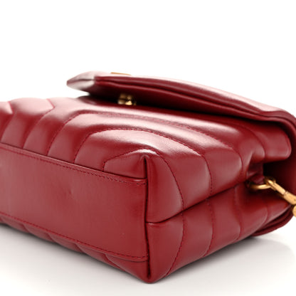 Saint Laurent Calfskin Y Quilted Monogram Toy Loulou Crossbody Bag Rouge 9 of 11