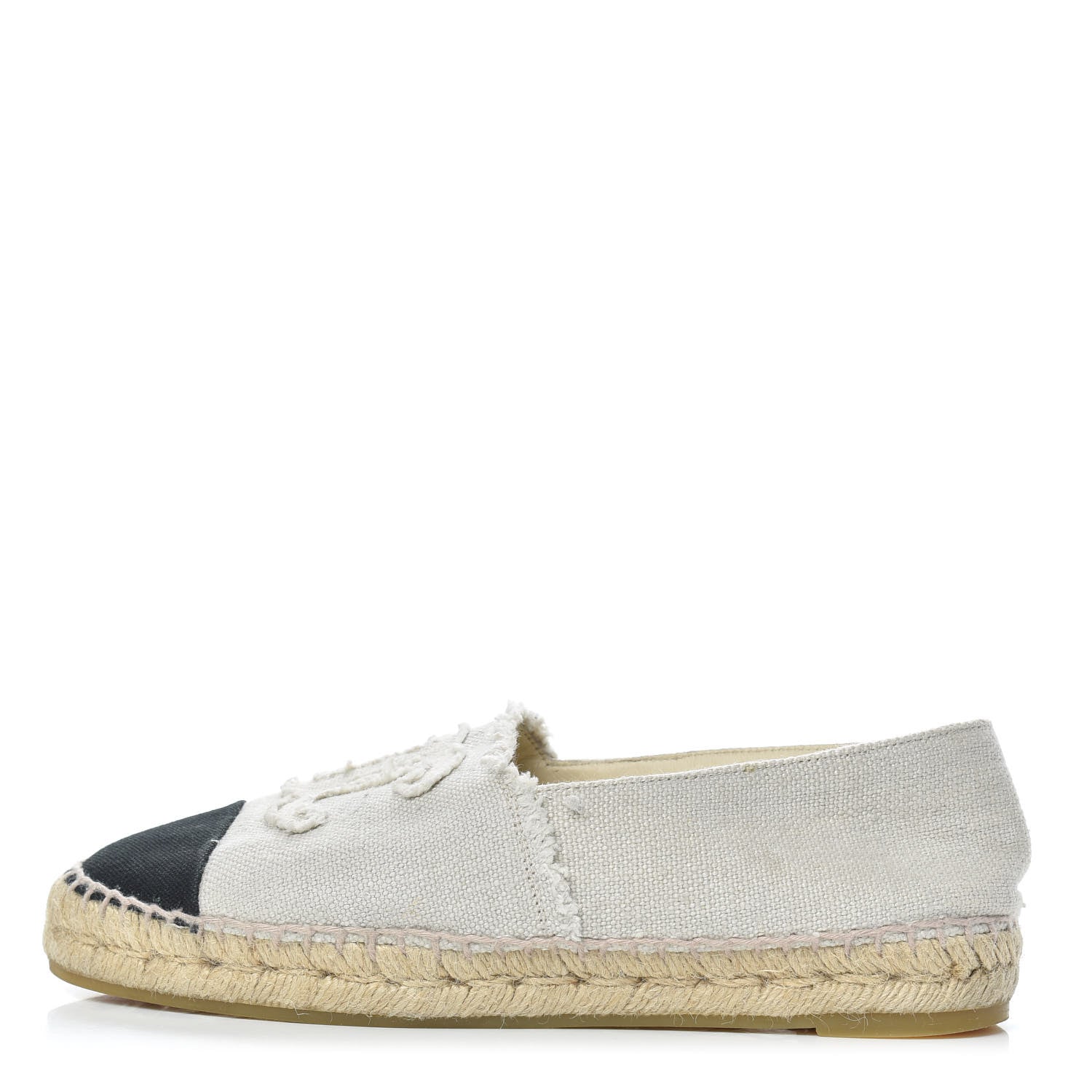 Chanel Linen CC Espadrilles 39 Beige Black 1 of 10