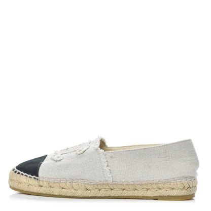 Chanel Linen CC Espadrilles 39 Beige Black 1 of 10