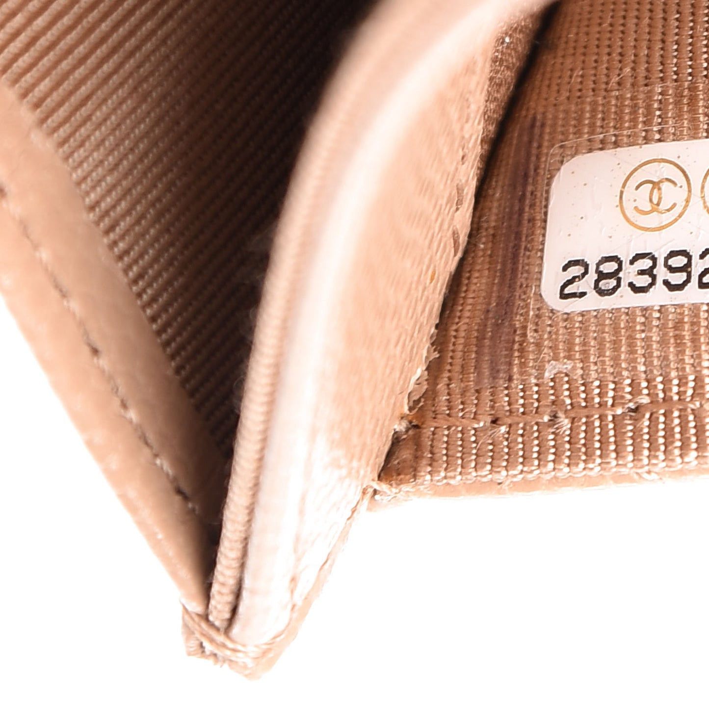 Caviar Quilted Flap Card Holder Wallet Beige