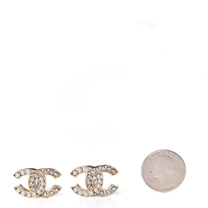 Chanel Crystal Pearl CC Clip On Earrings Light Gold 2 of 6