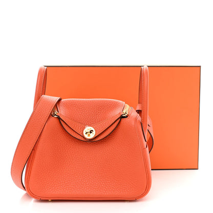 Hermes Taurillon Clemence Mini Lindy 20 Feu 10 of 10