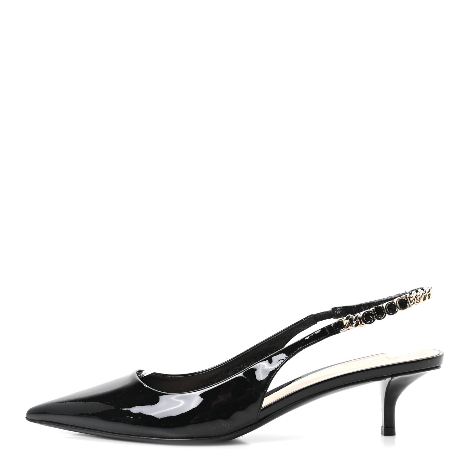 Gucci Patent Signoria 35mm Slingback Pumps 39 Black 1 of 9