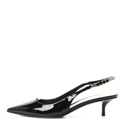 Gucci Patent Signoria 35mm Slingback Pumps 39 Black 1 of 9