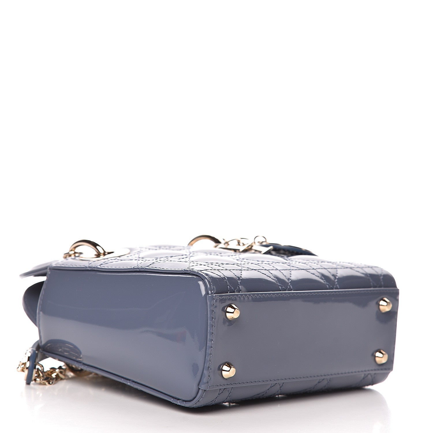 Christian Dior Patent Cannage Mini Lady Dior Light Blue 4 of 9