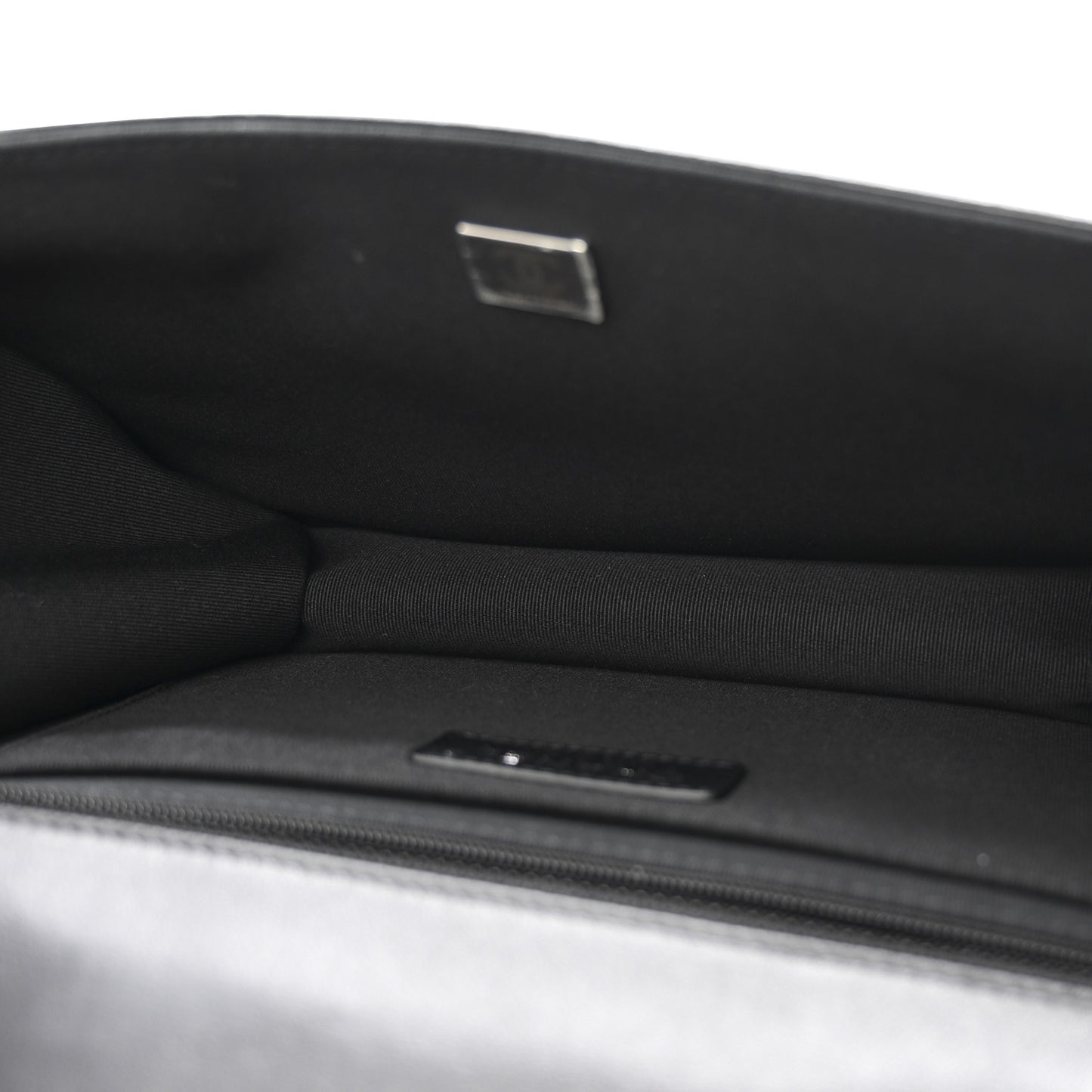 Shiny Crumpled Calfskin Quilted Large Double You Flap So Black
