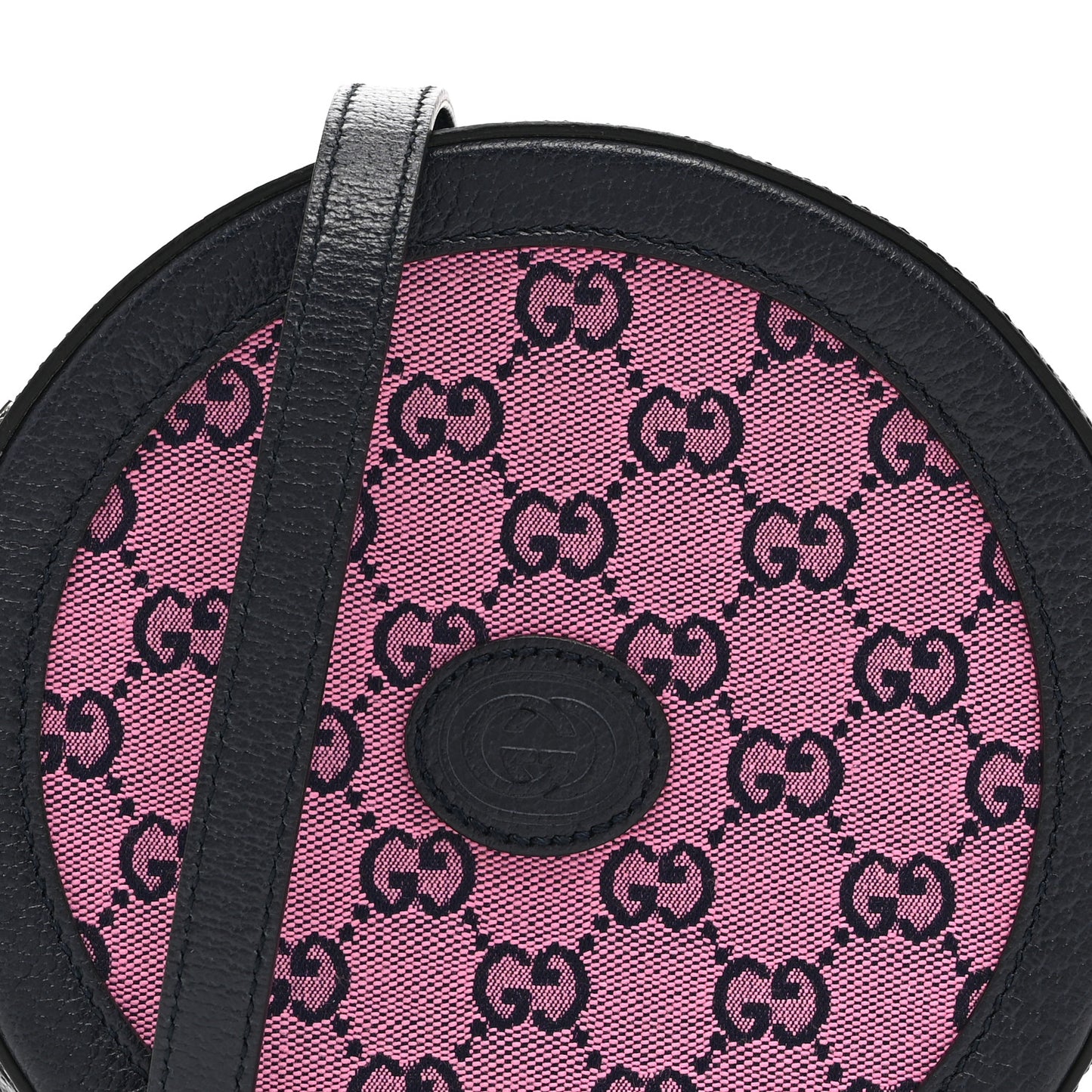 Monogram Multicolor Textured Calfskin Retro Interlocking G Round Shoulder Bag Pink Blue
