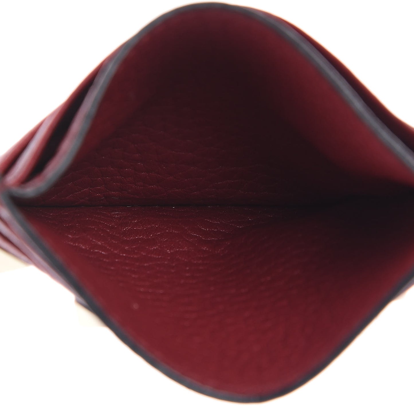 Pebbled Calfskin Rockstud Card Holder Burgundy