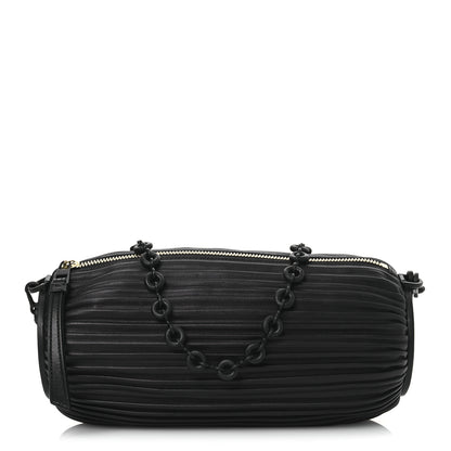 Loewe Lambskin Pleated Bracelet Pouch Chain Shoulder Bag Black 1 of 12