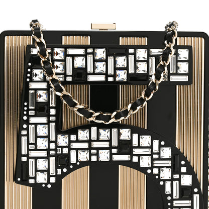 Chanel Plexiglass Strass Mosaic No 5 Minaudiere Clutch Black Gold 8 of 11
