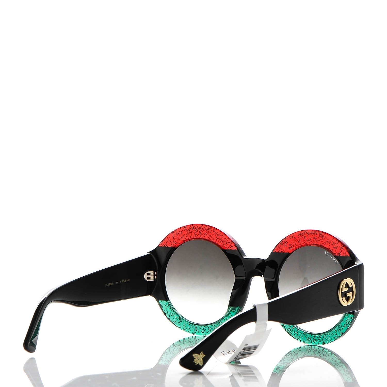 Gucci Acetate Round GG0084S Sunglasses Black Red Green 4 of 7