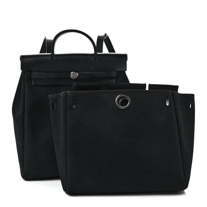 Hermes Toile Vache Calfskin Herbag 30 PM Backpack Black 1 of 11