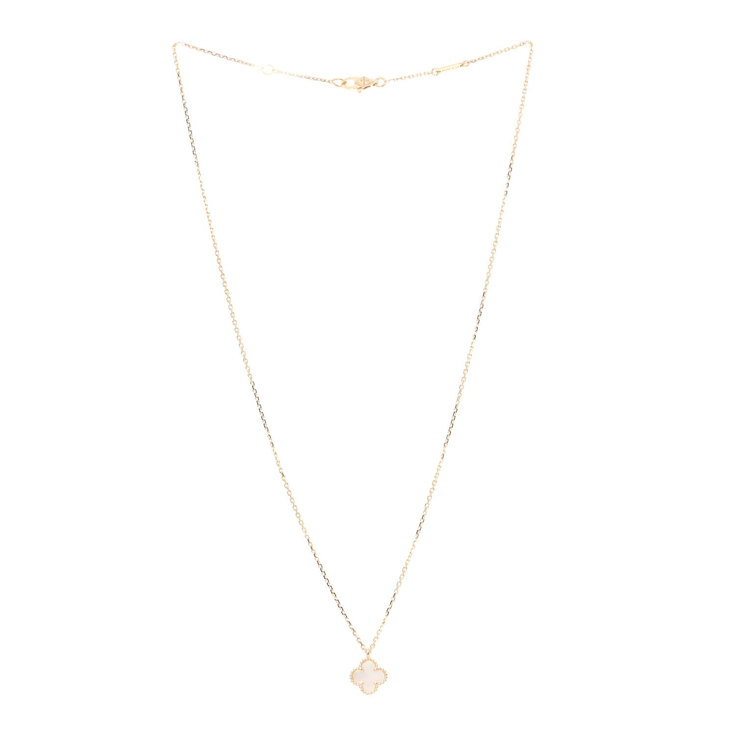 Van Cleef & Arpels 18K Yellow Gold Mother of Pearl Sweet Alhambra Pendant Necklace 3 of 7