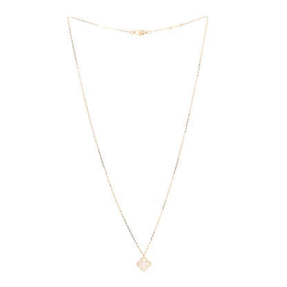 Van Cleef & Arpels 18K Yellow Gold Mother of Pearl Sweet Alhambra Pendant Necklace 3 of 7