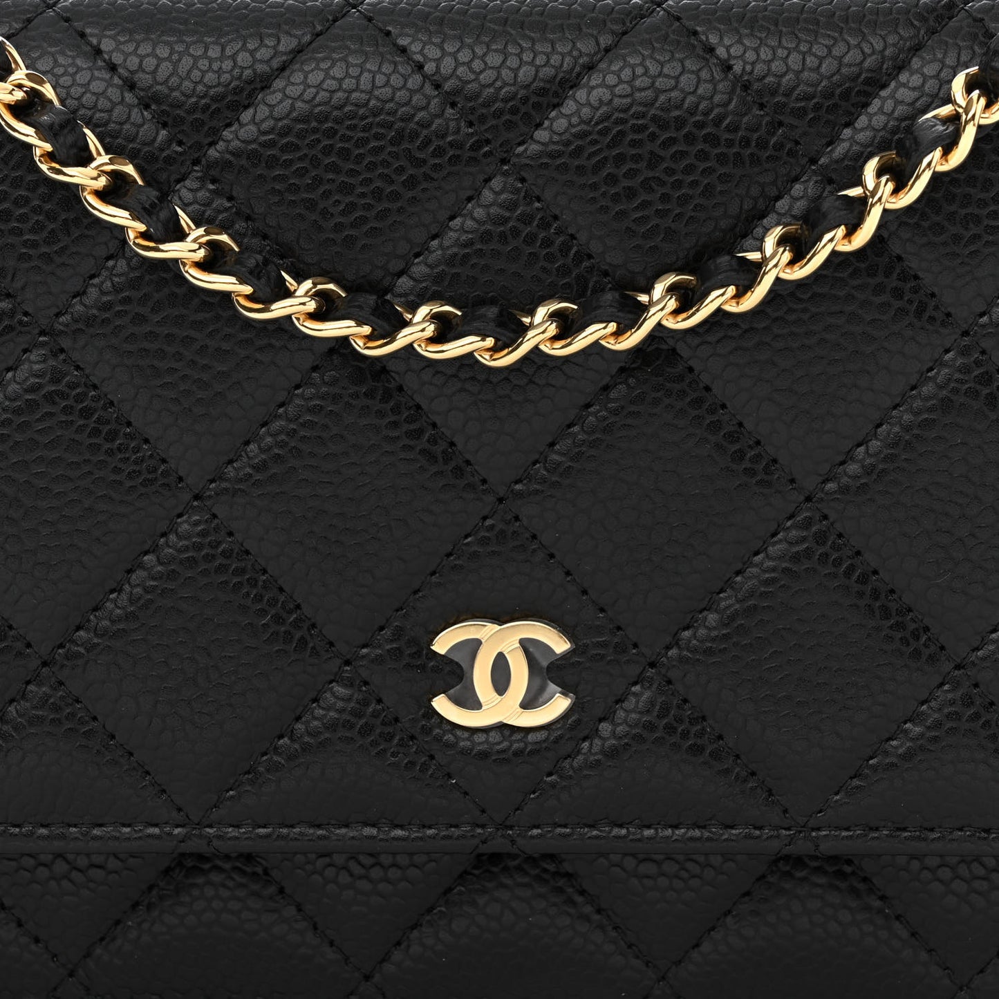 Caviar Quilted Wallet On Chain WOC Black