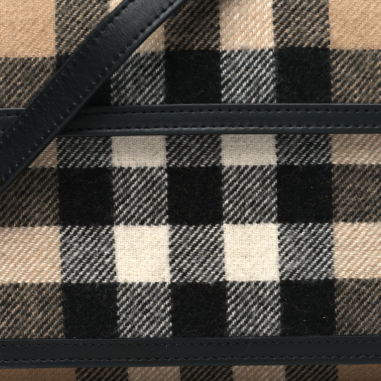 Smooth Calfskin Canvas Check Mini Pocket Bag Black