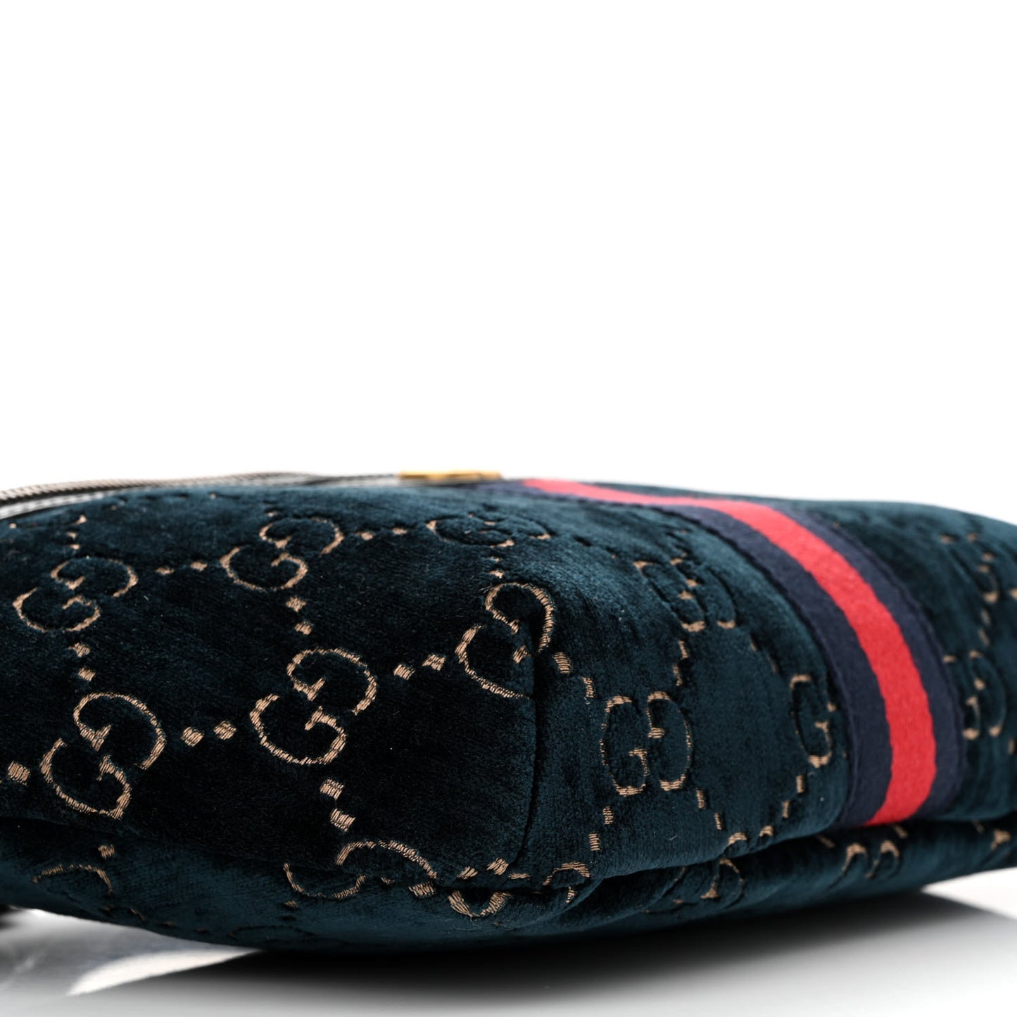 Velvet GG Monogram Web Belt Bag Blue Beige