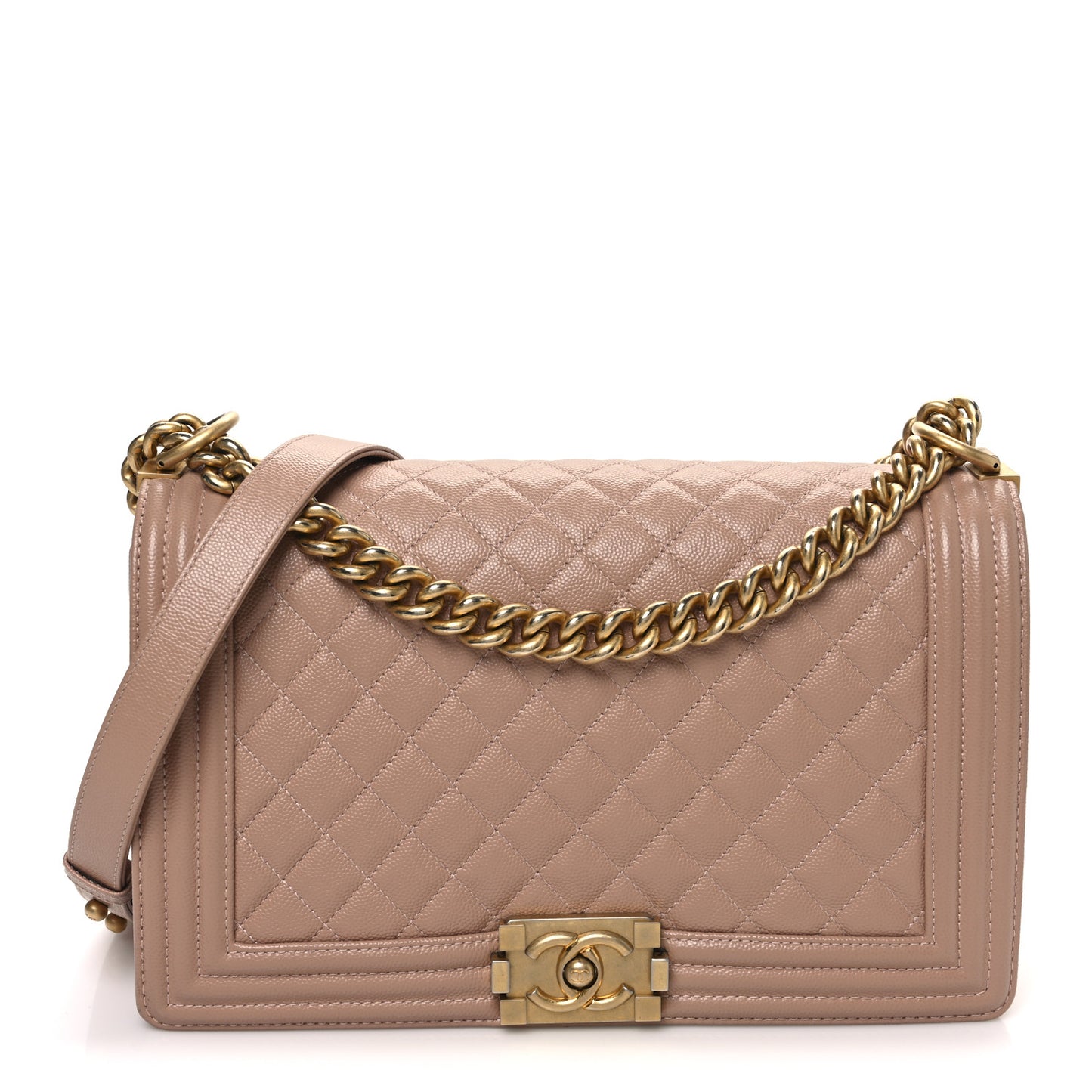 Caviar Quilted New Medium Boy Flap Beige