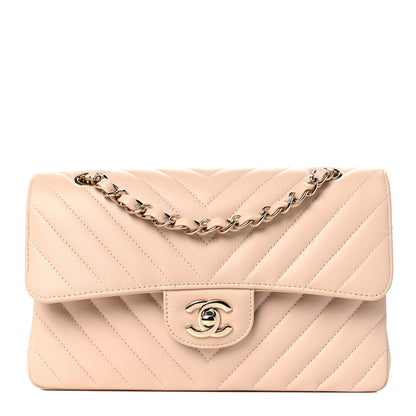 Chanel Caviar Chevron Quilted Small Double Flap Beige 1 of 11