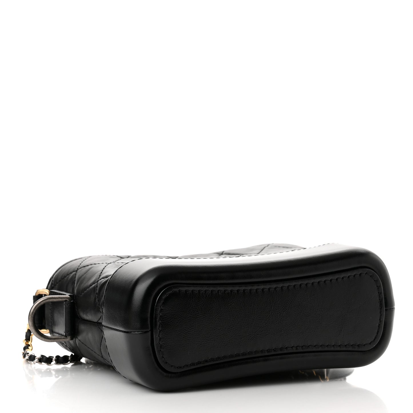 Aged Calfskin Quilted Small Gabrielle Hobo Black