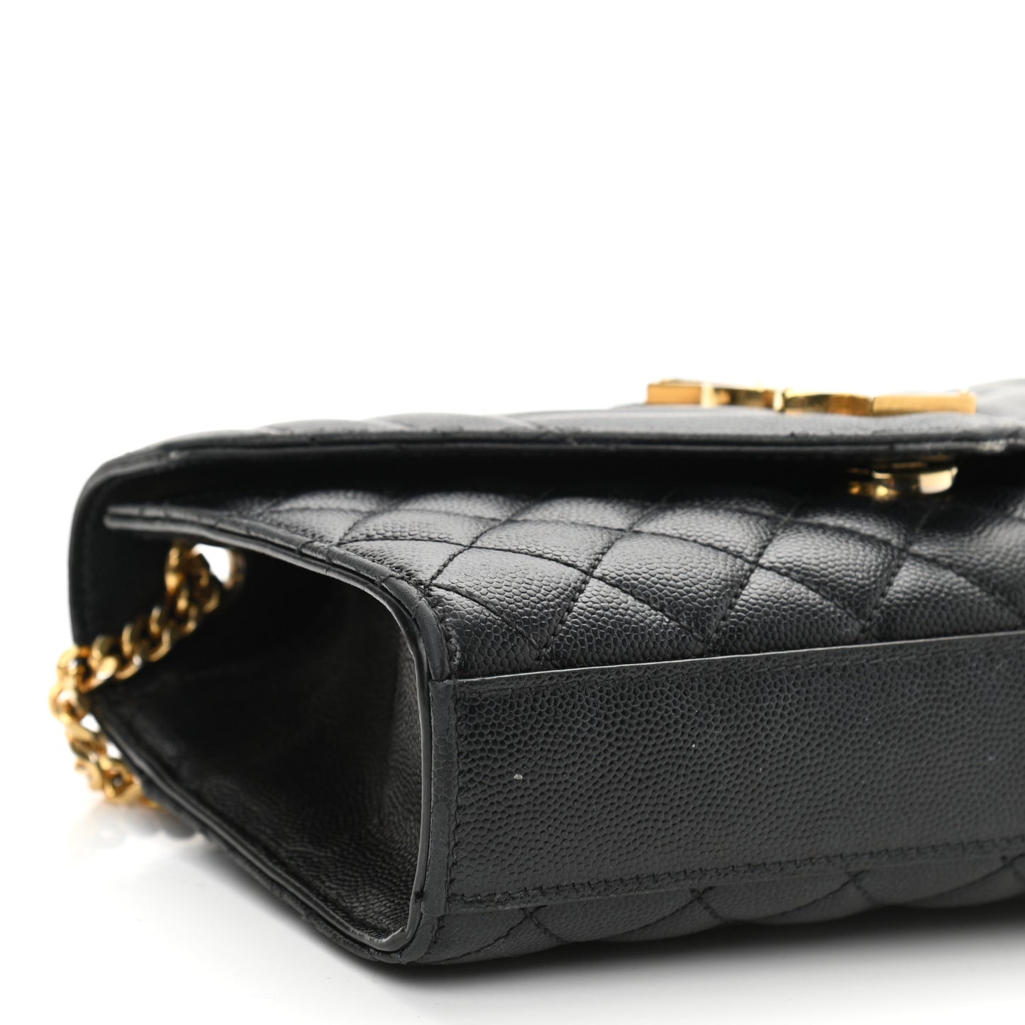Grain De Poudre Textured Mixed Matelasse Triquilt Small Monogram Satchel Black