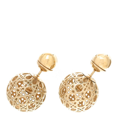 Christian Dior Cannage Mise En Dior Tribal Earrings Gold 1 of 5