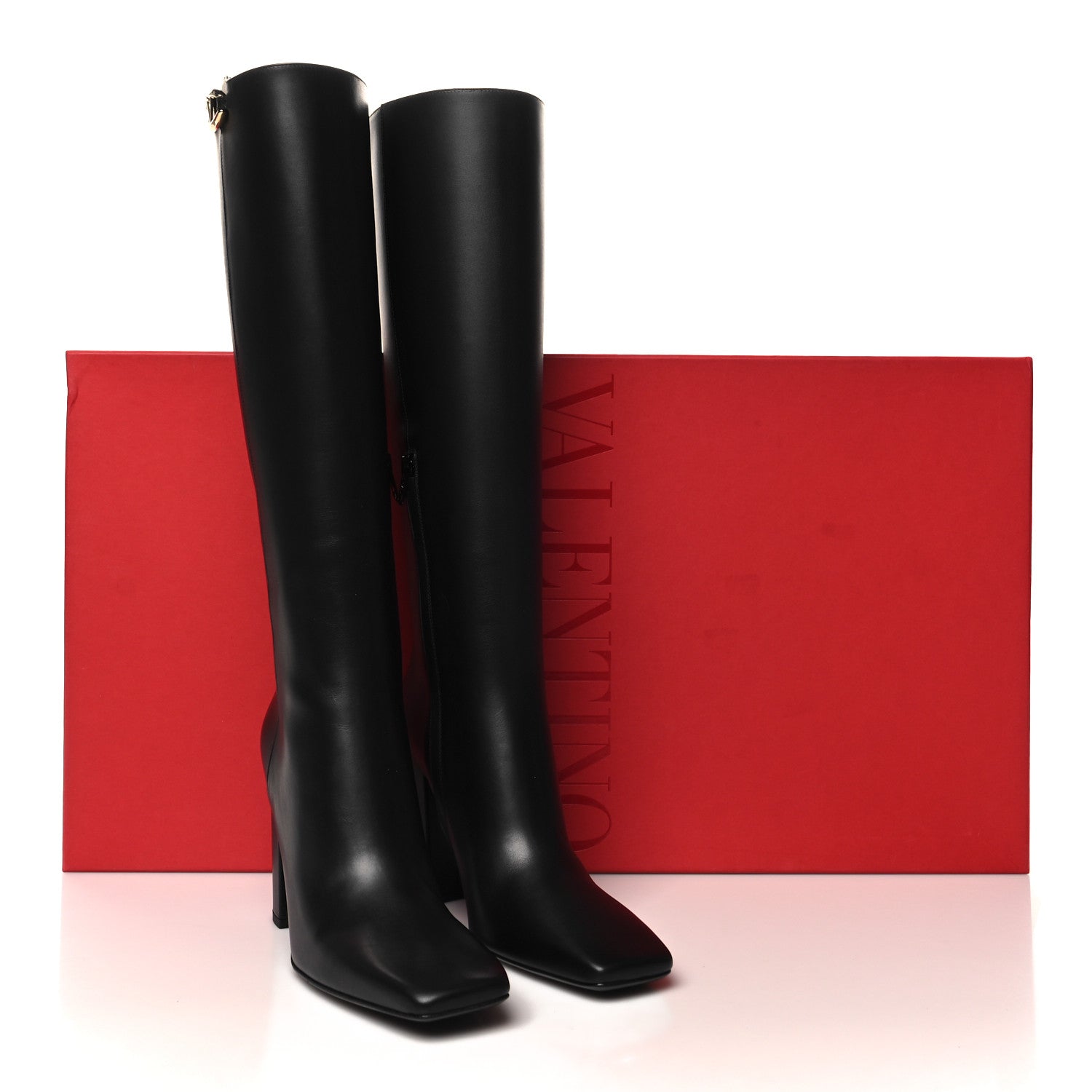 Valentino Garavani Calfskin Vlogo The Bold Edition Knee High 85mm Boots 39 Black 8 of 8