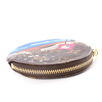 Louis Vuitton Monogram 2019 Christmas Animation Round Coin Purse Blue 5 of 9