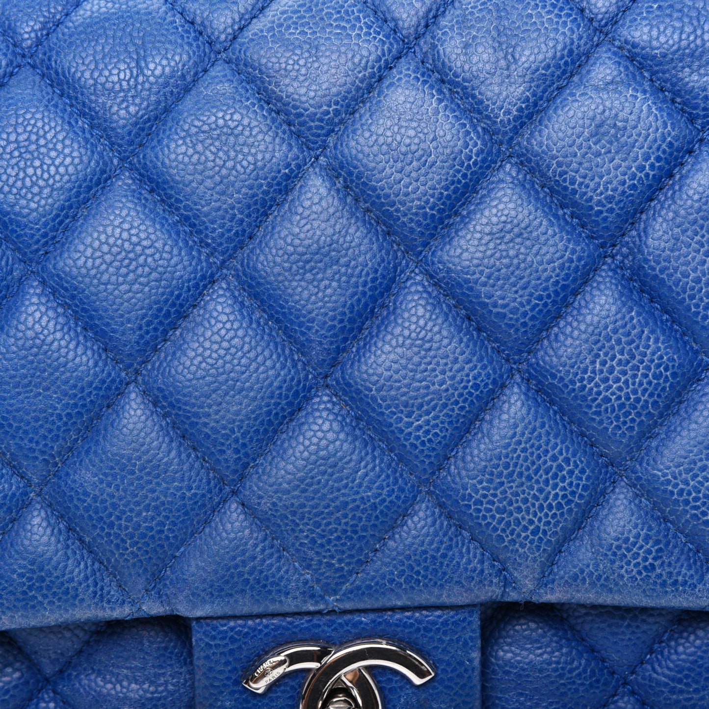 Caviar Quilted Jumbo Easy Flap Blue