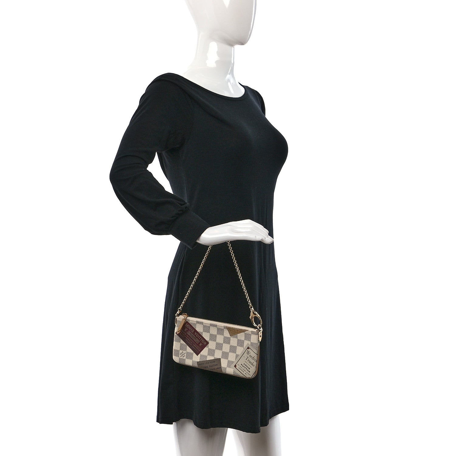 Louis Vuitton Damier Azur Trunks Labels Pochette Milla MM 3 of 15