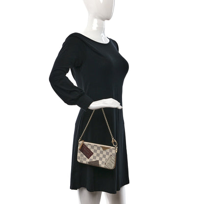 Louis Vuitton Damier Azur Trunks Labels Pochette Milla MM 3 of 15