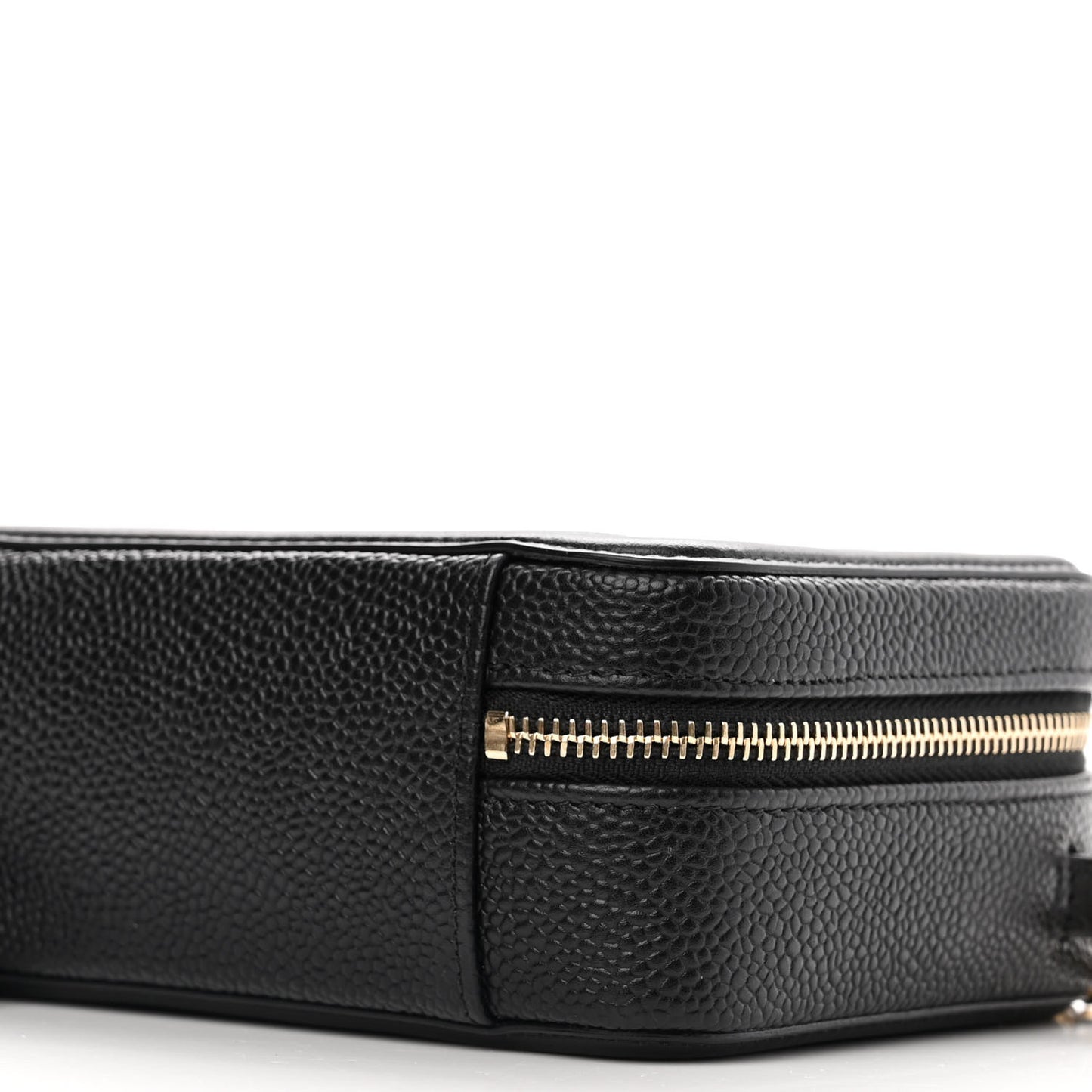 Caviar Quilted CC Filigree Vanity Clutch With Chain Black
