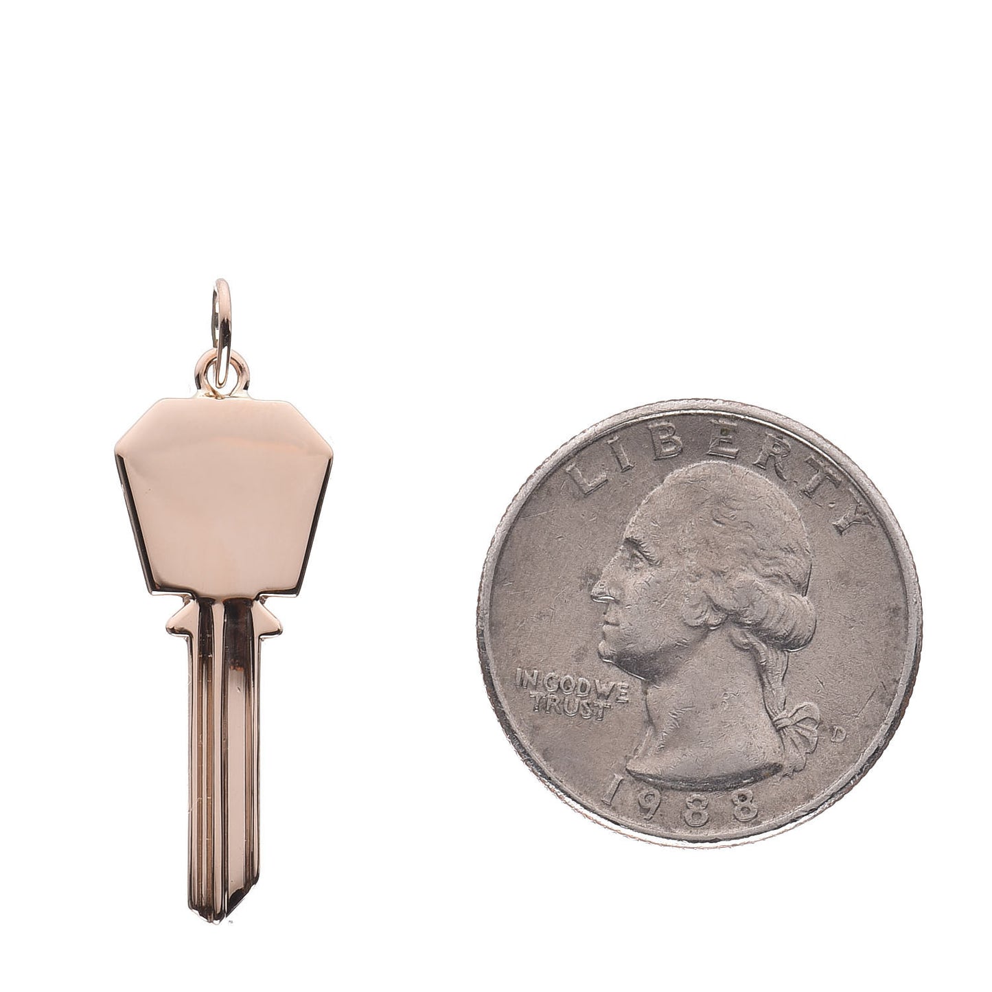 18K Rose Gold Small Modern Keys Hexagon Key Pendant